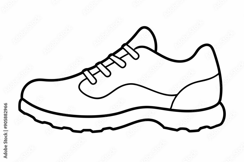 Men's Hiking Boots Outline Icon - Flat Vector Shoe Illustration Men's Hiking Boots Outline Icon - Flat Vector Shoe Illustration