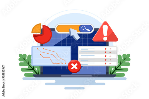 The concept of SEO errors, errors in website search optimization that have a negative impact on search engine rankings, keyword stuffing, duplicate content, missing SEO meta tags, or broken links.