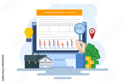 Concept of accounting, financial statements, report preparation. financial reports, digital accounting, auditing and financial research. budget management. flat design vector banner.