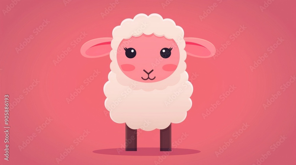 Charming cartoon style of a fluffy pink and white lamb design perfect for children s books nursery wall art and other youth oriented prints and products Charming cartoon style of a fluffy pink and white lamb design perfect for children s books nursery wall art and other youth oriented prints and products