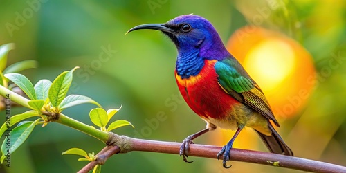 Lotens Sunbird perched on a tree branch, bird, Lotens Sunbird, wildlife, nature, colorful, tropical, exotic photo