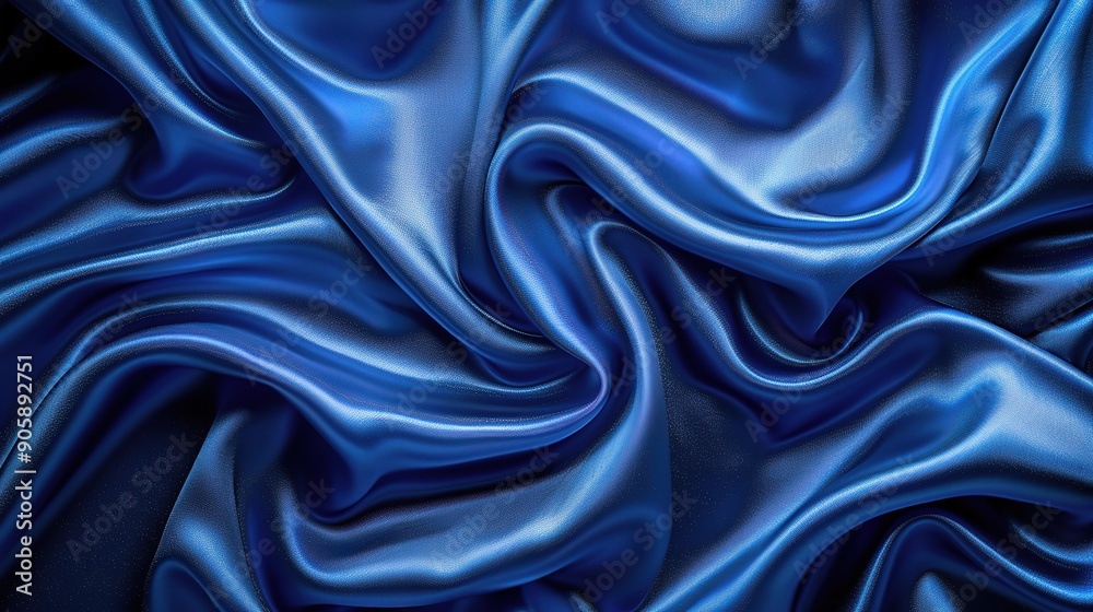 A luxurious and elegant backdrop of rich blue satin drapes, creating a visually captivating texture and soft. A luxurious and elegant backdrop of rich blue satin drapes, creating a visually captivating texture and soft.