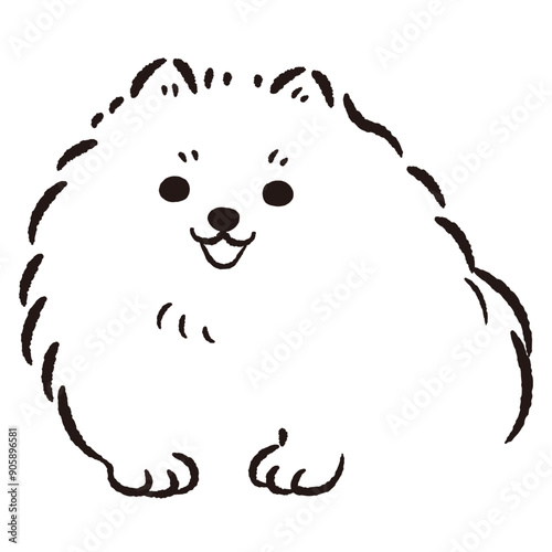 ひょこっと覗いている犬の手描きイラスト