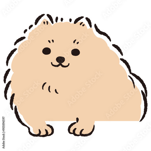 ひょこっと覗いている犬の手描きイラスト