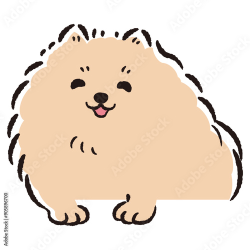 ひょこっと覗いている犬の手描きイラスト