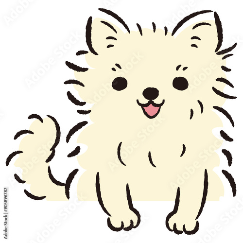 ひょこっと覗いている犬の手描きイラスト