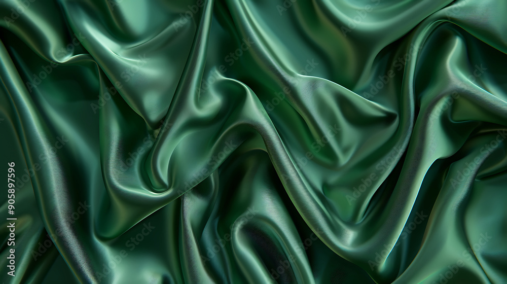 Obraz premium Realistic green silk background
