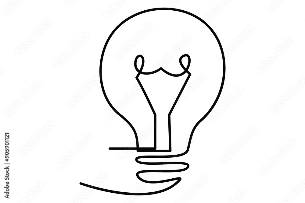 Light bulb isolated on white light bulb one line outline vector art illustration Light bulb isolated on white light bulb one line outline vector art illustration