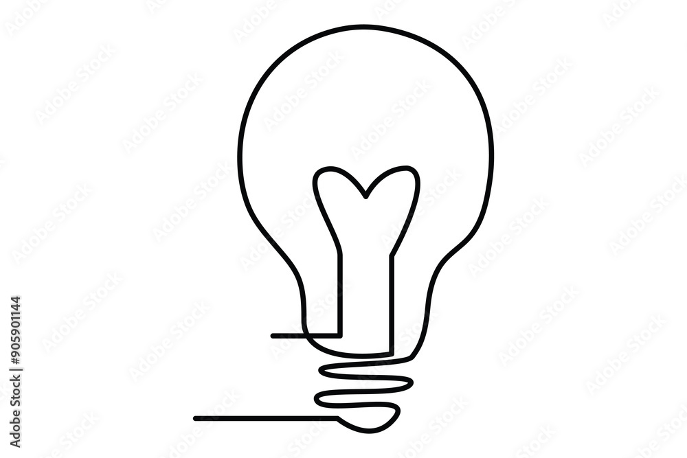 Light bulb isolated on white light bulb one line outline vector art illustration Light bulb isolated on white light bulb one line outline vector art illustration
