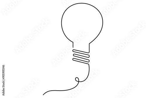 Light bulb isolated on white light bulb one line outline vector art illustration