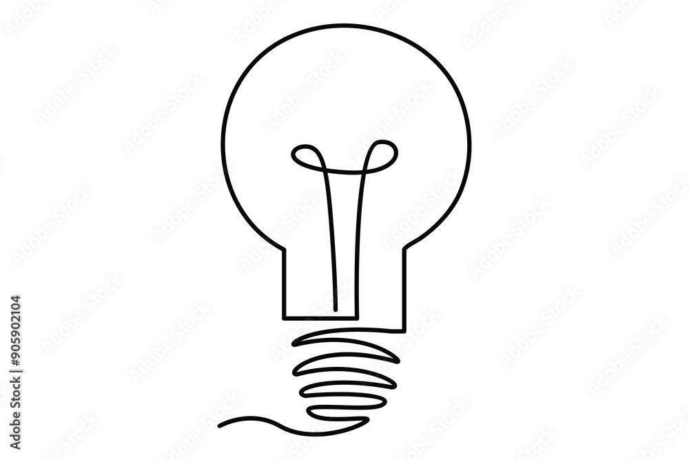 Light bulb isolated on white light bulb one line outline vector art illustration Light bulb isolated on white light bulb one line outline vector art illustration
