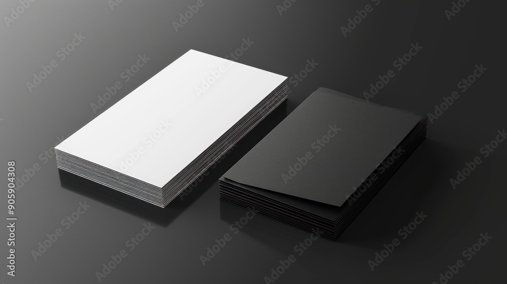 Stacks of white and black business cards. Stacks of white and black business cards.