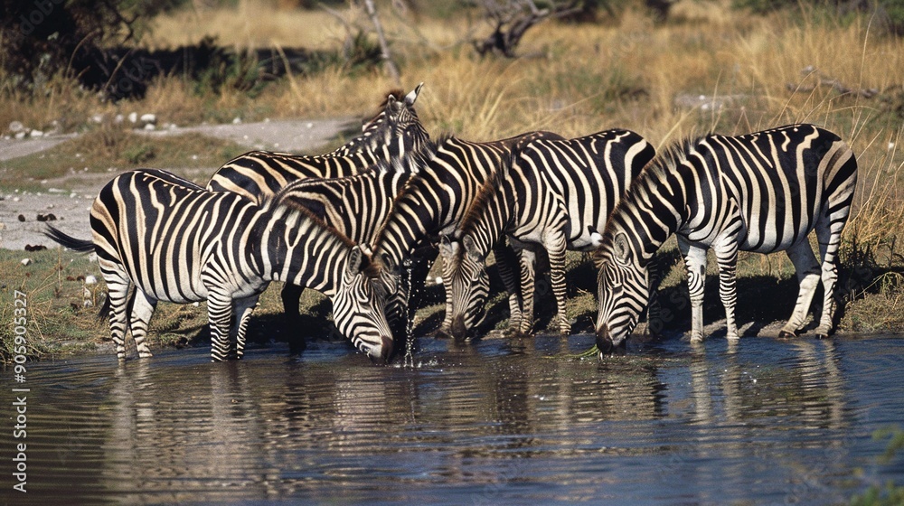 Obraz premium Zebra Behavior Studies: Research on social and feeding behaviors of zebras.