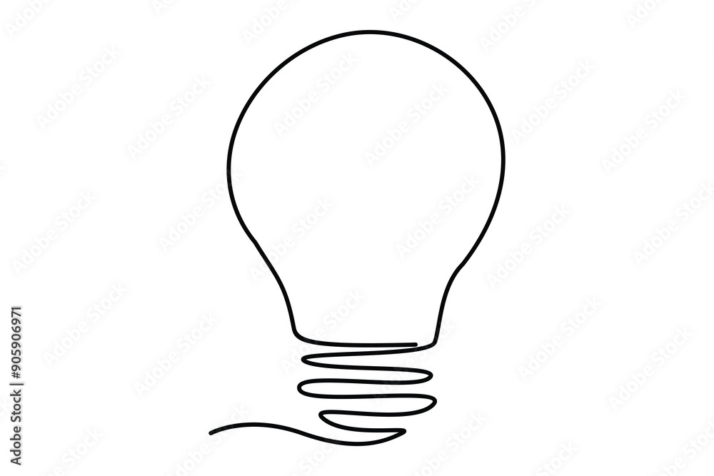 Light bulb isolated on white light bulb one line outline vector art illustration Light bulb isolated on white light bulb one line outline vector art illustration