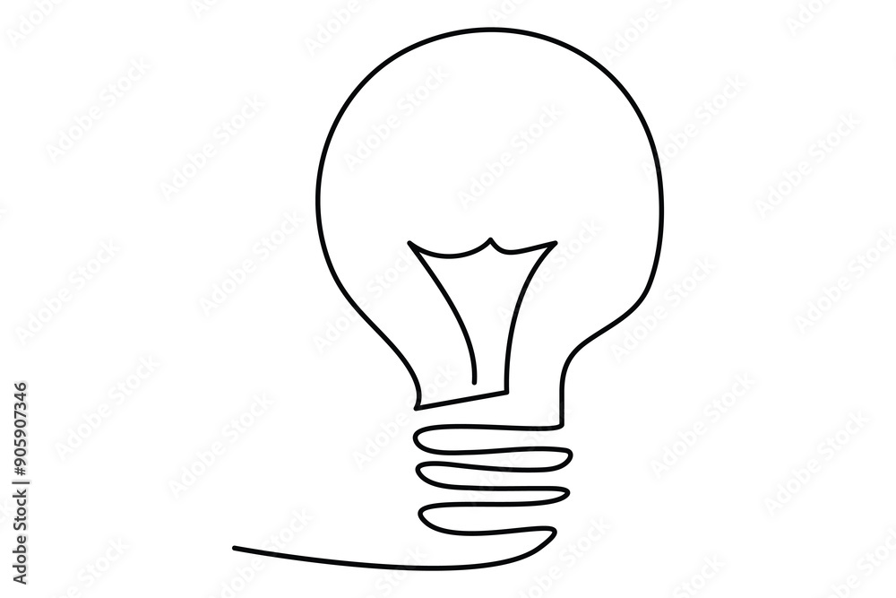 Light bulb isolated on white light bulb one line outline vector art illustration Light bulb isolated on white light bulb one line outline vector art illustration