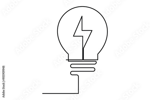 Light bulb isolated on white light bulb one line outline vector art illustration