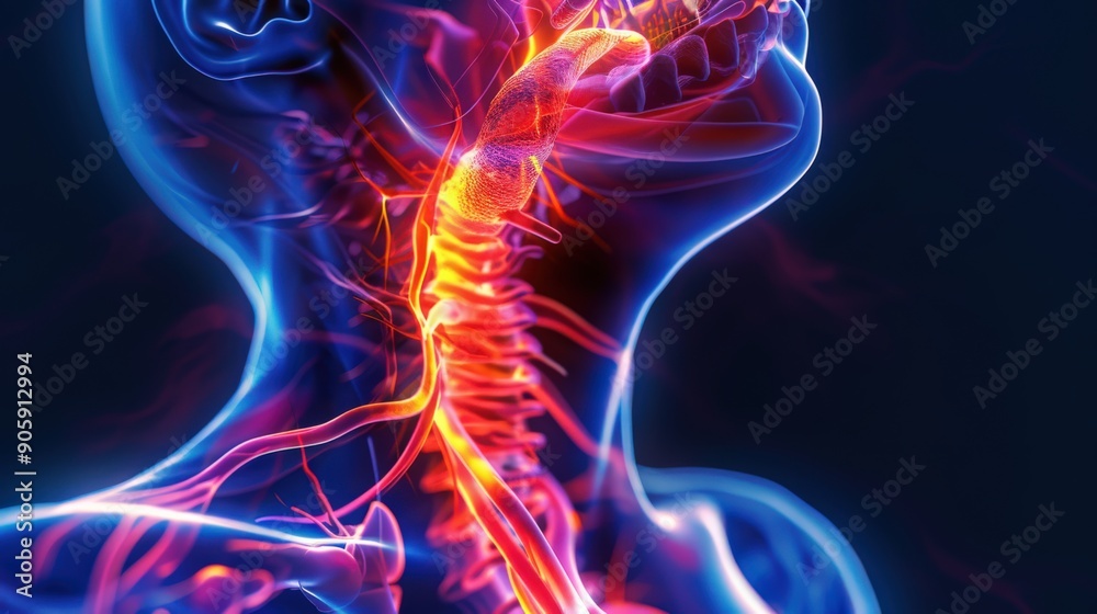 A close up of a person's neck with red veins A close up of a person's neck with red veins