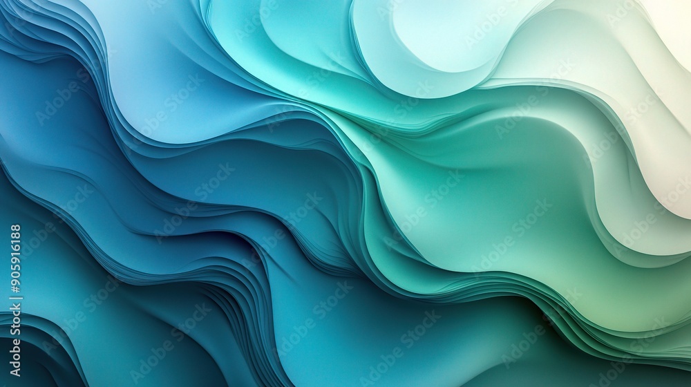 Fototapeta premium Azure Flow: Abstract waves of blue and green evoke a sense of tranquility and movement.