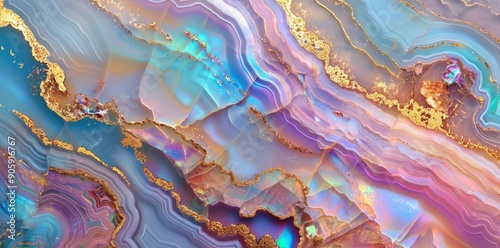 Colorful Abstract Geode with Gold Highlights