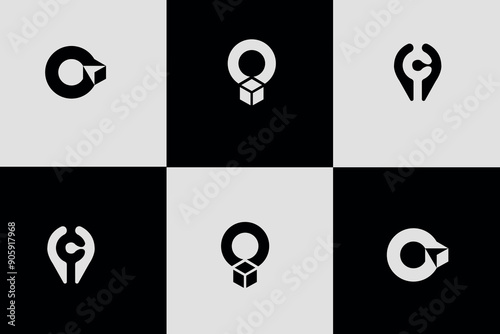 Global Positioning System icon template. Navigation mark. Spot sign vector, Set of eight minimalistic trendy shapes.