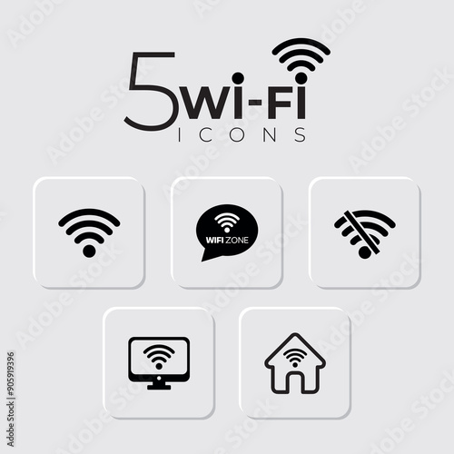 Wi-fi zone icons set Connection symbol Vector