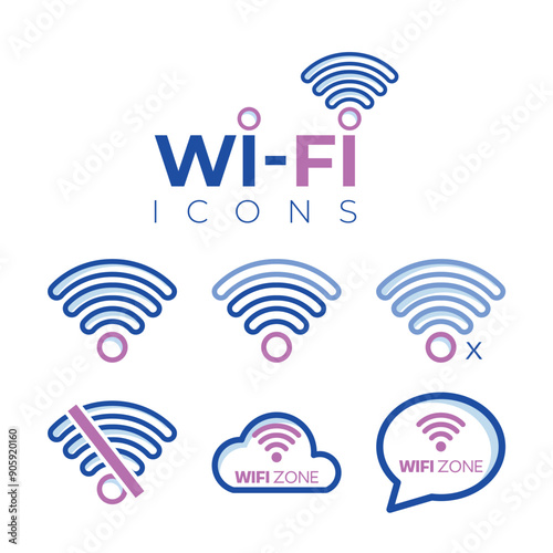 Wi-fi zone icons set Connection symbol Vector