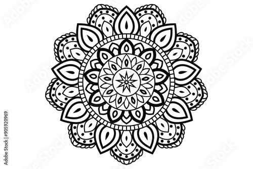 Mandala design, Floral circular mandala design, black and white background with mandala design