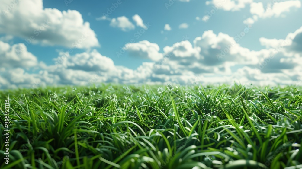 Obraz premium A field of grass with a cloudy sky in the background