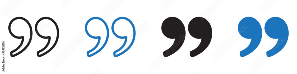 Quote icon symbol sign collection in white and black Quote icon symbol sign collection in white and black