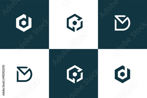 Set of letter D logo with modern creative concept, Set of abstract initial letter d logo template. icons for business technology