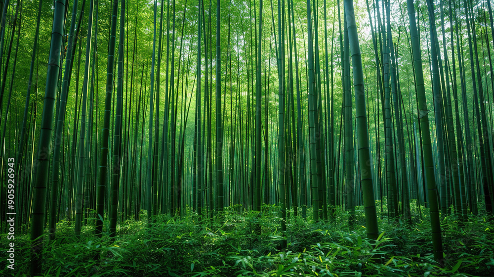 Naklejka premium beautiful bamboo forest in the morning