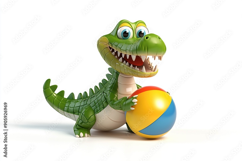 Fototapeta premium Crocodile with a beach ball