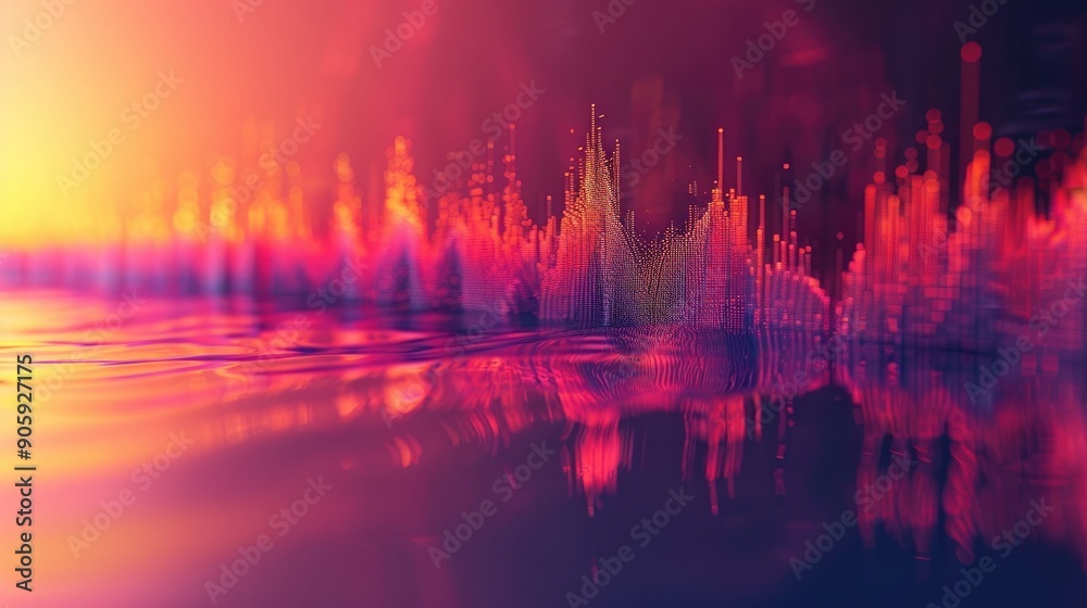 Fototapeta premium Serene audio spectrum with soft tonal transitions and vibrant colorful abstract visualizations Dynamic futuristic digital art background with glowing energy pulses fluid lines