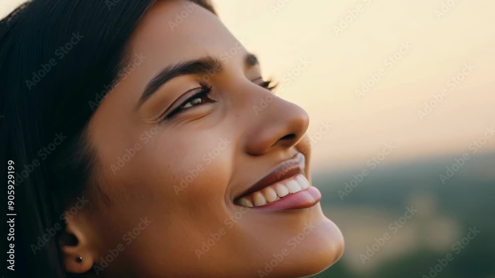 Faithful Vision: Woman's Hopeful Skyward Look Faithful Vision: Woman's Hopeful Skyward Look