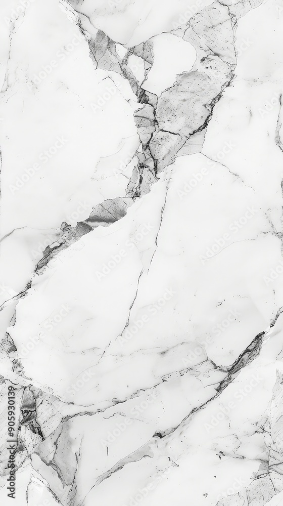 Fototapeta premium Smooth white marble with striking dark veining creates a refined surface