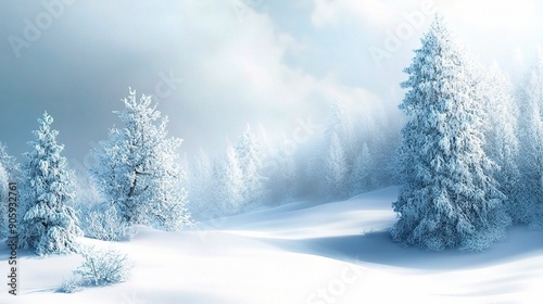 Holiday background with a winter wonderland theme, copy space