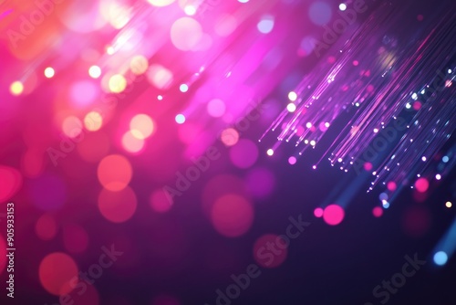 Blured bright and dark colorful background - selective focus photo of fiber optics led light, ai