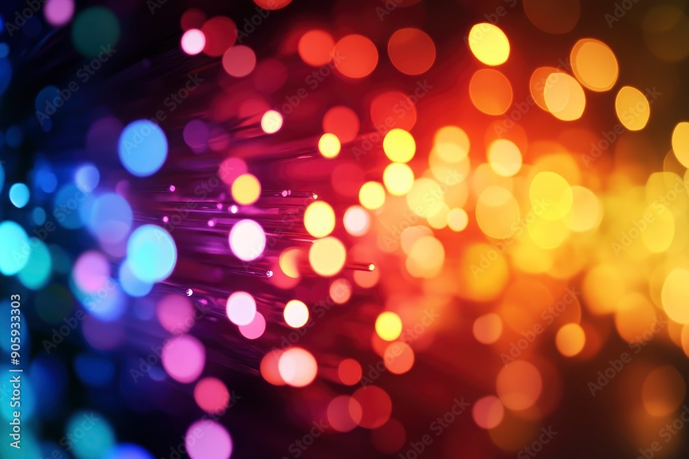 Blured bright and dark colorful background - selective focus photo of fiber optics led light, ai Blured bright and dark colorful background - selective focus photo of fiber optics led light, ai