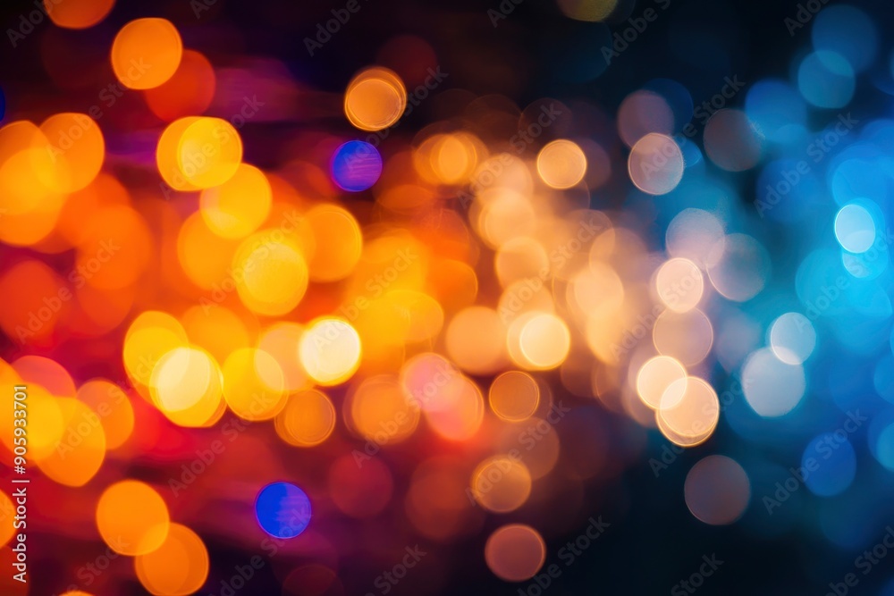 Blured bright and dark colorful background - selective focus photo of fiber optics led light, ai