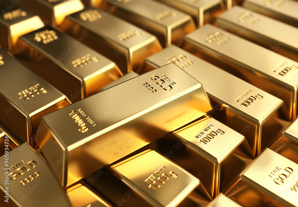 Stack of Shiny Gold Bars on Dark Background Stack of Shiny Gold Bars on Dark Background