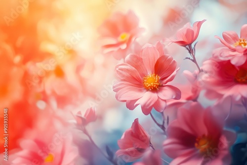 Beautiful flowers made with color filters for background, ai