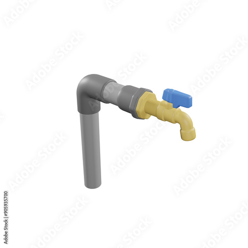 Brass water tap with attached pipe photo