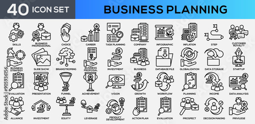 Business Planning Black Line Icon Collection