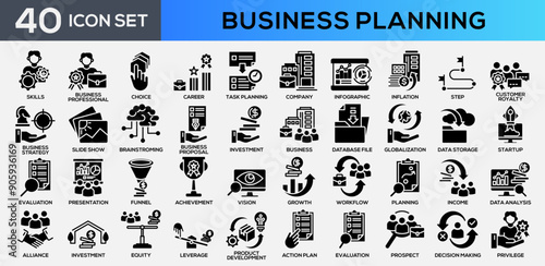 Business Planning Black Glyph Icon Collection
