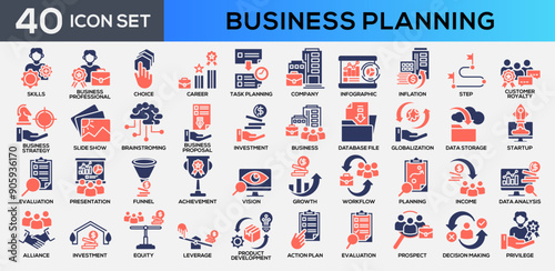 Business Planning Glyph Color Icon Collection