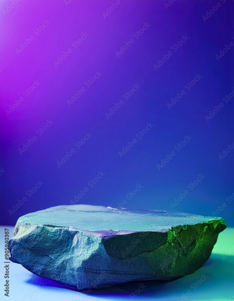 Obraz premium Rough Stone Platform Against Blue Purple Gradient