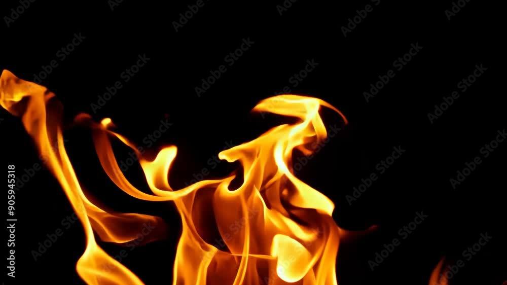Fire flames on black background, abstract shapes Fire flames on black background, abstract shapes