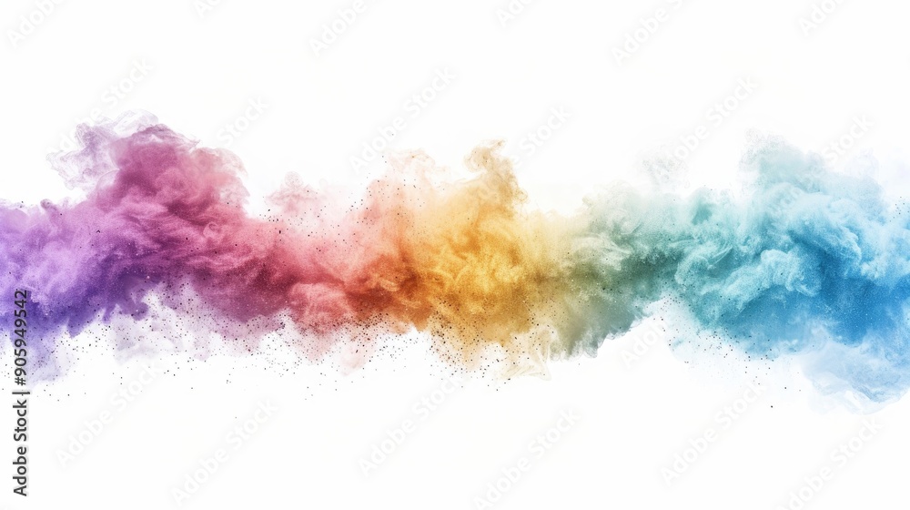 Colorful powder cloud design on white backdrop
