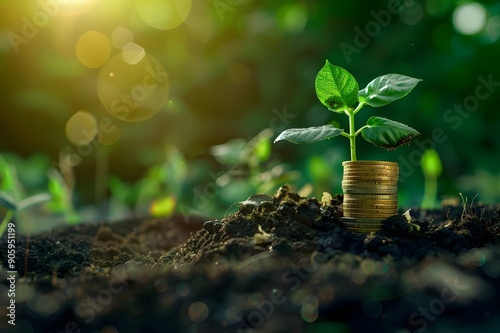 Wallpaper Mural Plant Growth on Coins Torontodigital.ca