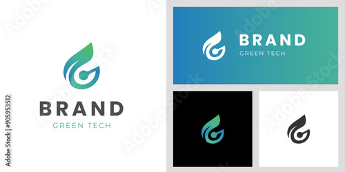 Letter G with leaf logo icon design for business start up brand identity logo symbol